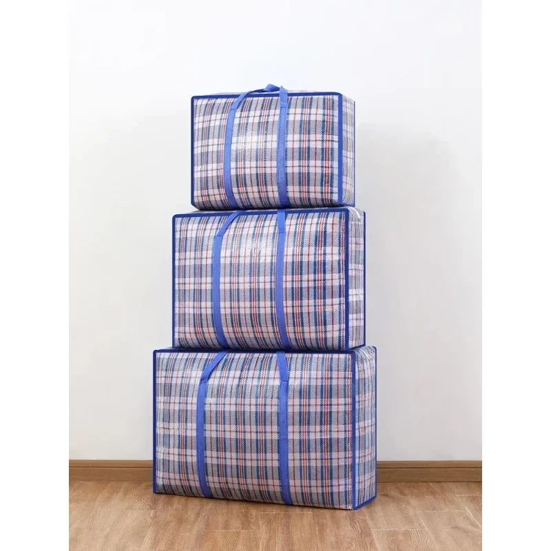 Foldable Large Capacity Woven Moving & Storage Bag – Blue Storage Moving Bag Axl