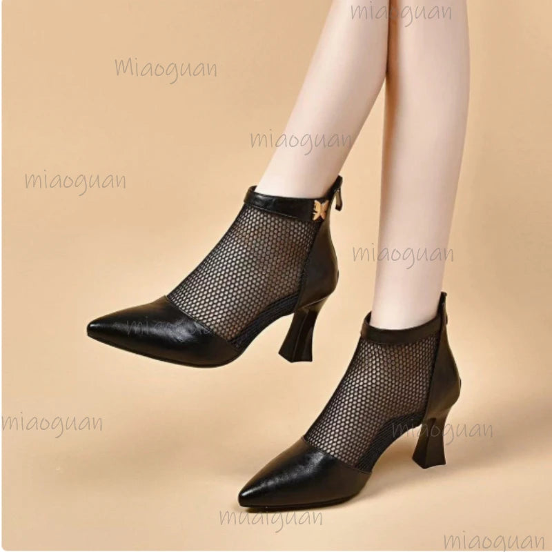 Women's Mesh Ankle Boots – Thin High Heel Chelsea Pumps Mesh Ankle Boots Axl