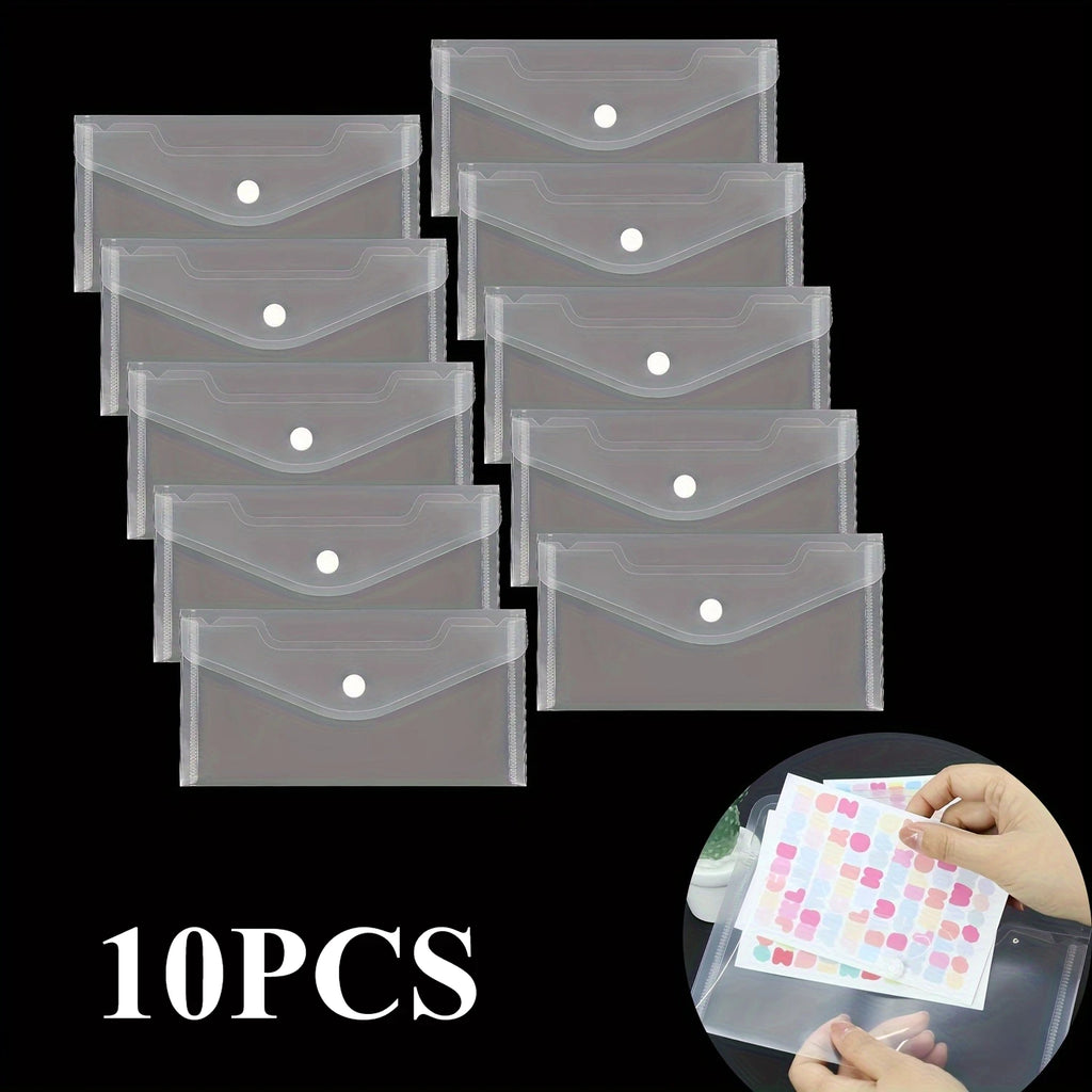 10-Pack A5 Transparent Document Bags | Button Closure Organizer Document Storage Bags Axl A5 Transparent-10pc