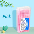 100-Pack Double Head Dental Toothpick Brush & Floss Picks Dental Floss Picks Axl Pink