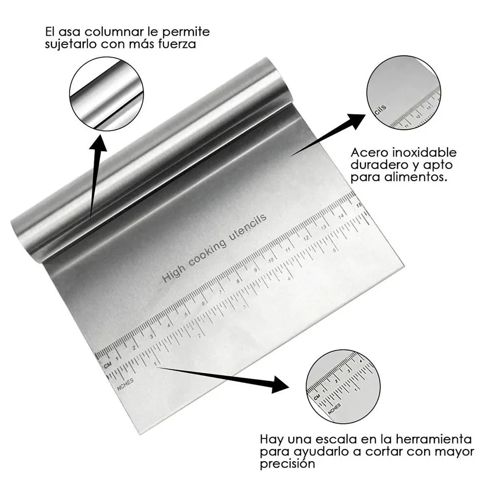 Stainless Steel Dough Scraper & Pizza Cutter with Measuring Scale Dough Pastry Scraper Axl