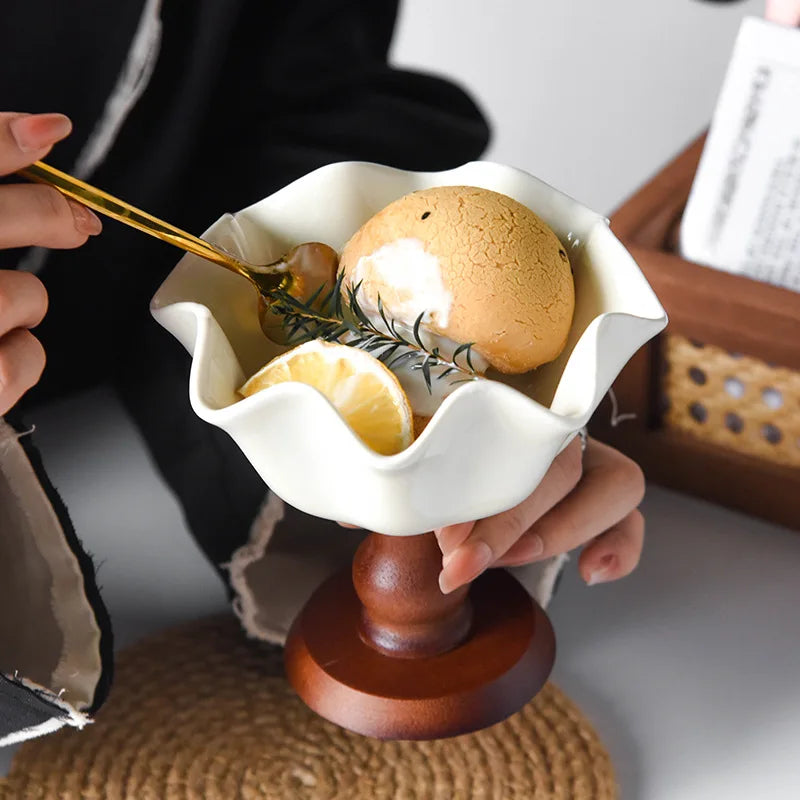 Retro High-Footed Ceramic Decorative Bowl – Modern Desk Decor Decorative Ceramic Bowl Axl
