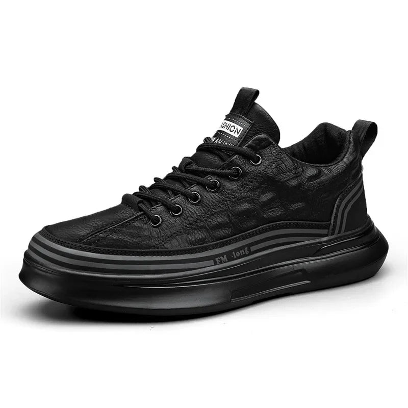YBQJOO Men's Black Platform Sneakers – Casual Lace-Up Shoes Platform Sneakers Axl Black 40