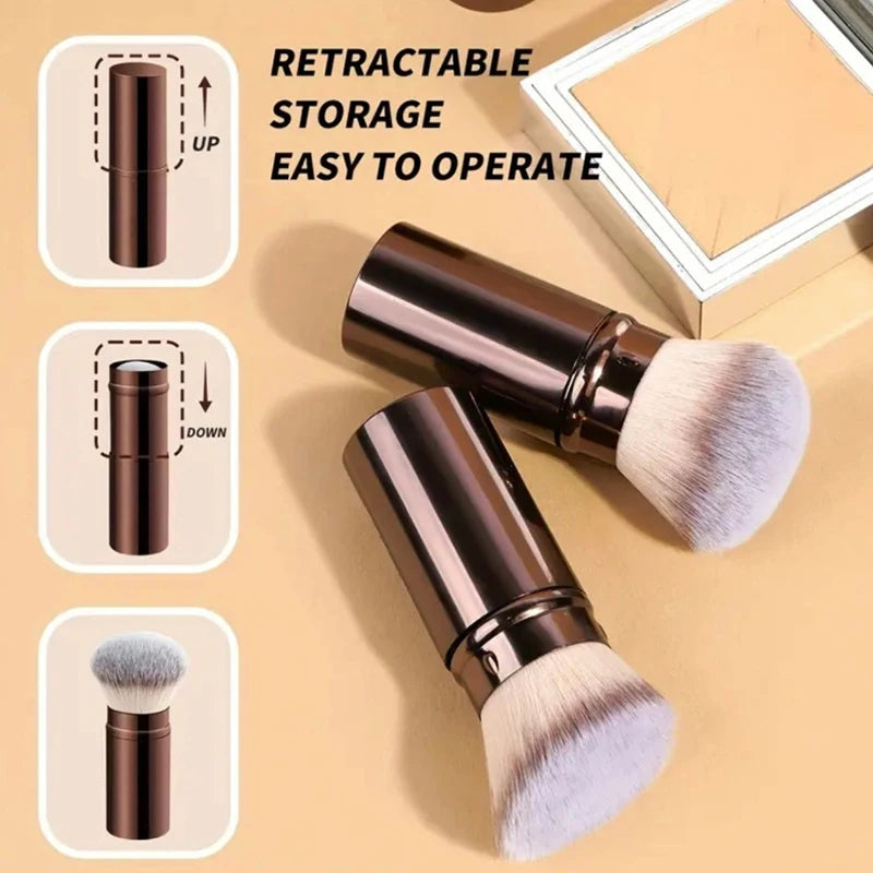Retractable Makeup Brush – Foundation, Powder & Blush Travel Makeup Brush Set Axl