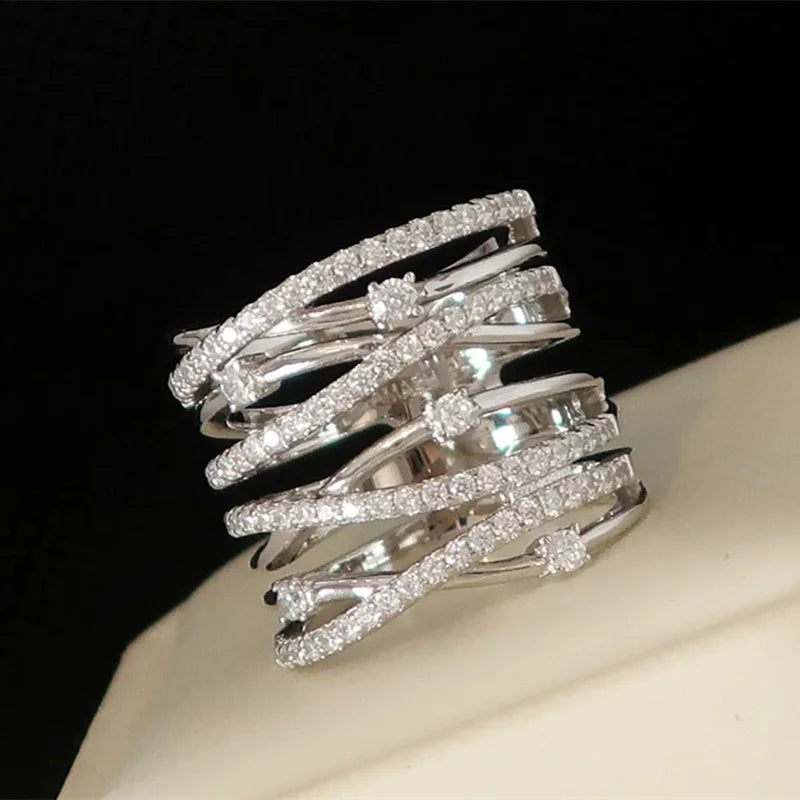 Huitan Wide Band Cubic Zirconia Ring – Silver Fashion Ring Fashion Ring Axl