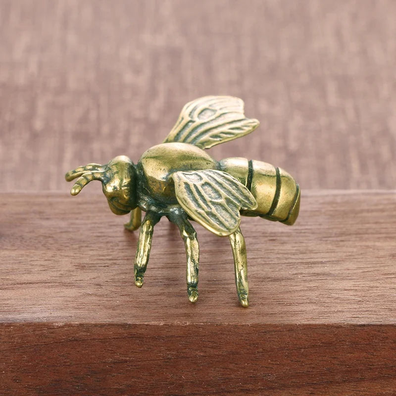 Solid Brass Honeybee Figurine – Miniature Tea Pet Desk Ornament Brass Figurine Axl Default Title