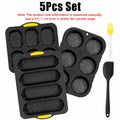 Uwhise 5-Pc Silicone Baking Mold Set – Bun, Baguette & Loaf Pan Silicone Bakeware Set Axl 5Pcs Set
