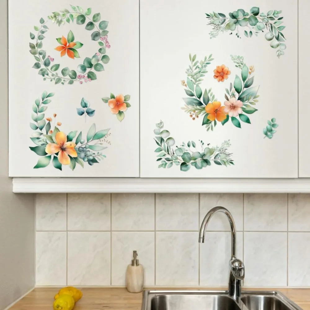 Rub-On Transfer Decals – Leaf & Flower Wreath 6×12" 3-Pack Craft Transfer Decals Axl