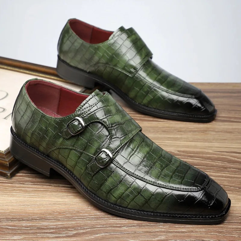 Plus Size Men's Crocodile Pattern Dress Shoes | Business & Wedding Men's Dress Shoes Axl green 40