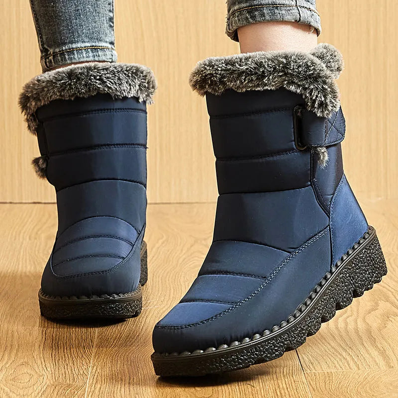 Women's Waterproof Fur-Lined Ankle Snow Boots | Low Wedge Women's Snow Boots Axl