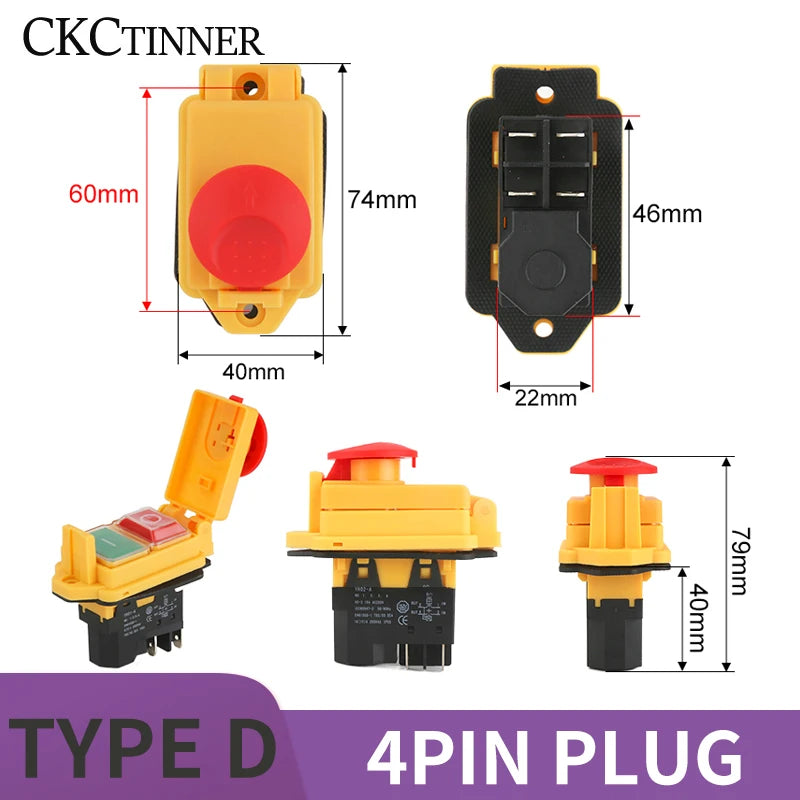 YH02A IP55 Electromagnetic Push Button Safety Switch – KLD28A KJD17A Push Button Switch Axl TYPE-D 4PIN PLUG 110 V