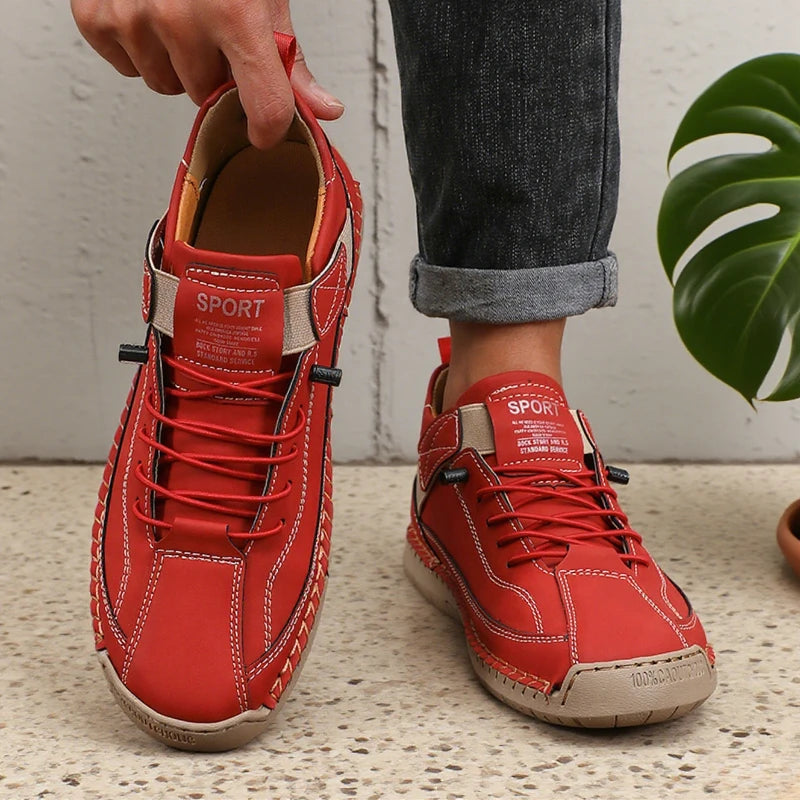 ZULIWAGN Retro Men's Leather Strap Sneakers | Casual Walking Shoes Men's Casual Sneakers Axl