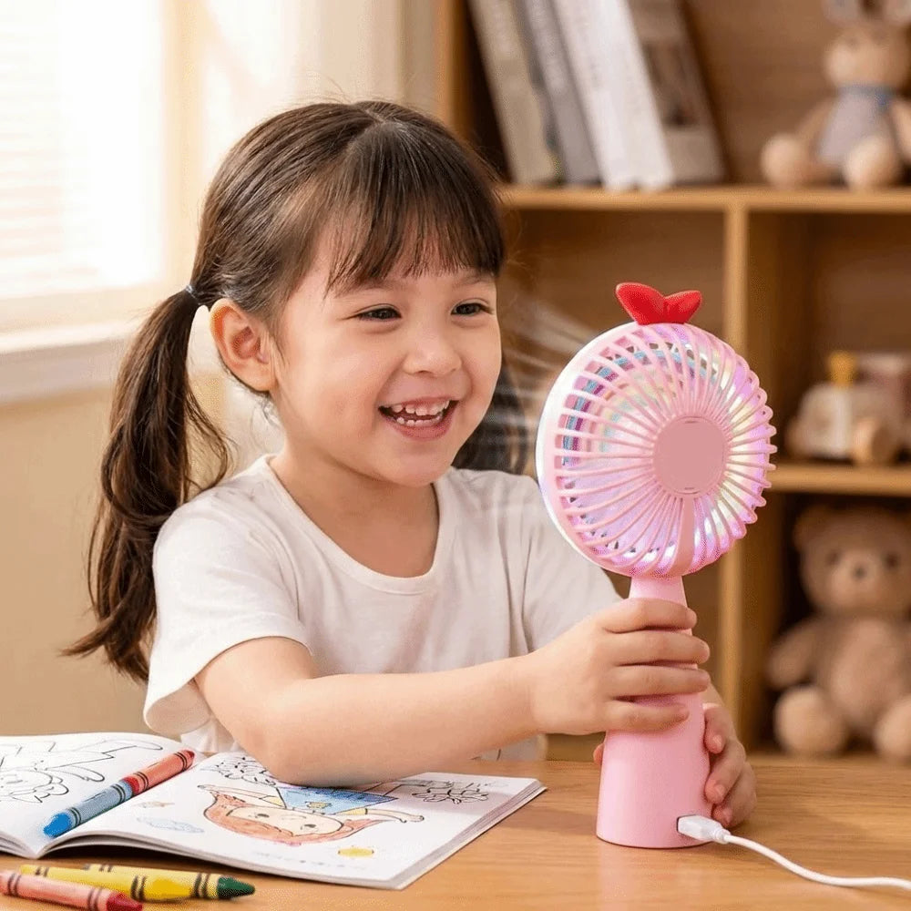 Handheld Mini Fan with Rainbow LED Light – USB Rechargeable Handheld Mini Fan Axl