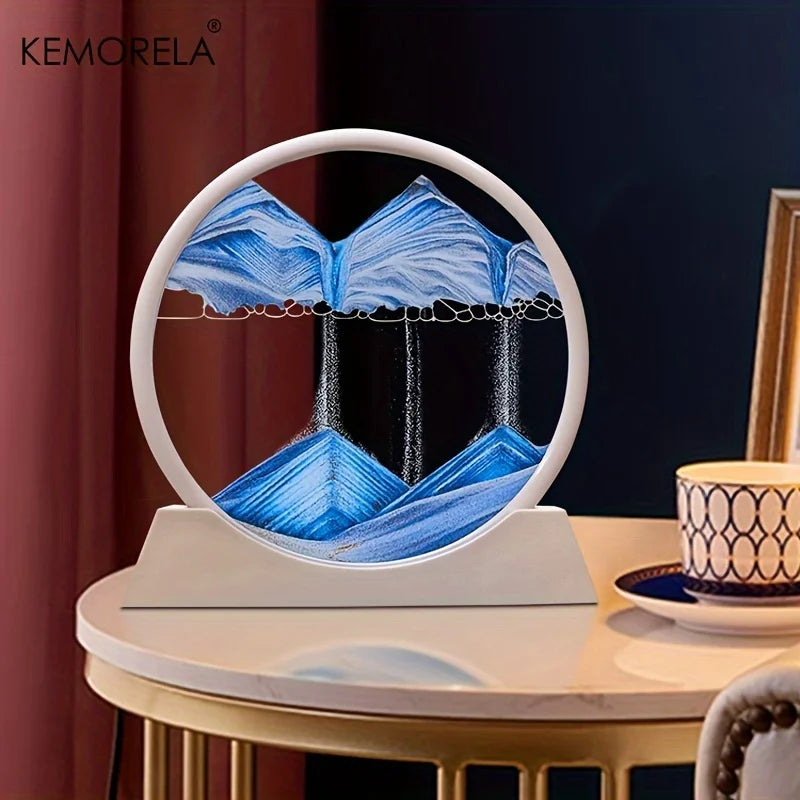 3D Moving Sand Art Picture – 12" Round Glass Ocean Sandscape Sand Art Decor Axl
