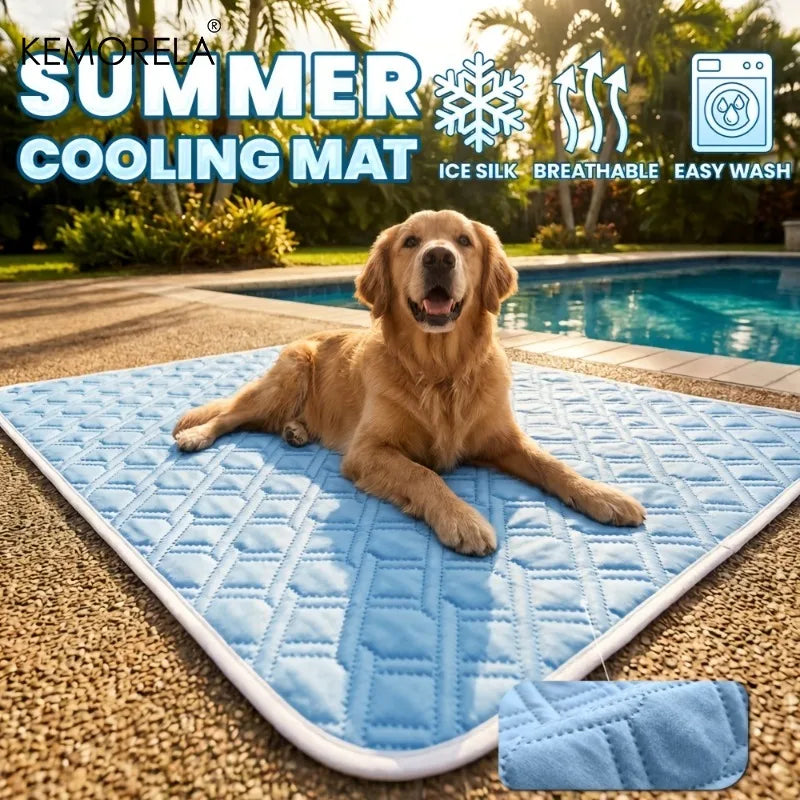 KEMORELA Ice Silk Dog Cooling Mat – Breathable Summer Pet Bed Dog Cooling Mat Axl 1PCS 100x150cm