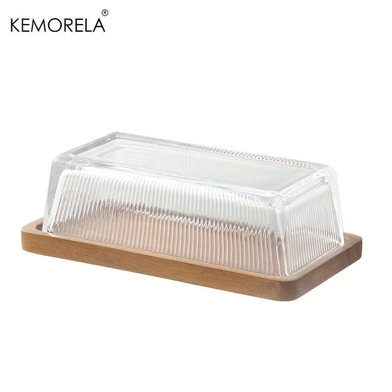 Wooden Cheese Tray with Glass Cover | Butter & Dessert Board Wooden Serving Tray Axl