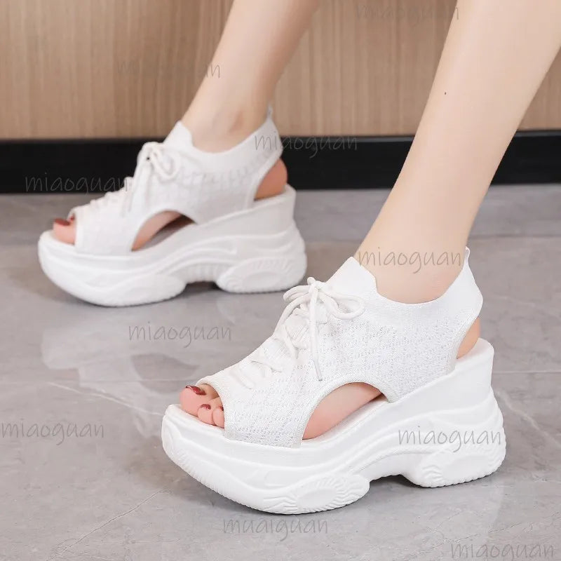 Women's Lace-Up Wedge Sandals – Round Toe Roman Summer Wedge Sandals Axl