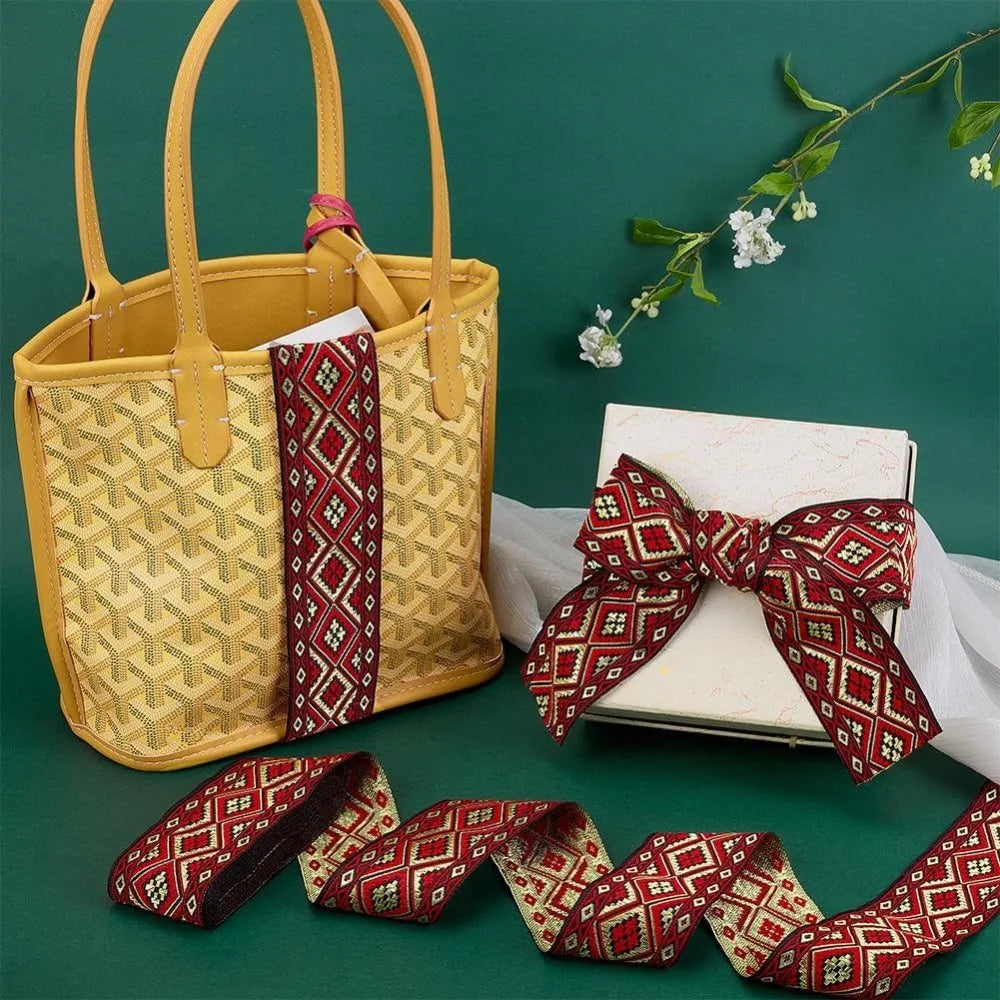 Boho Jacquard Ribbon 2" Rhombus Woven Trim – 7.66 Yards Fabric Trim Ribbon Axl