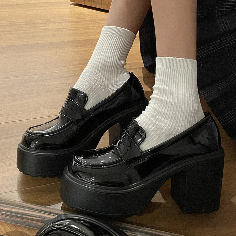 Retro Mary Jane Platform Heels – Women's Thick Sole Pumps Platform Mary Janes Axl