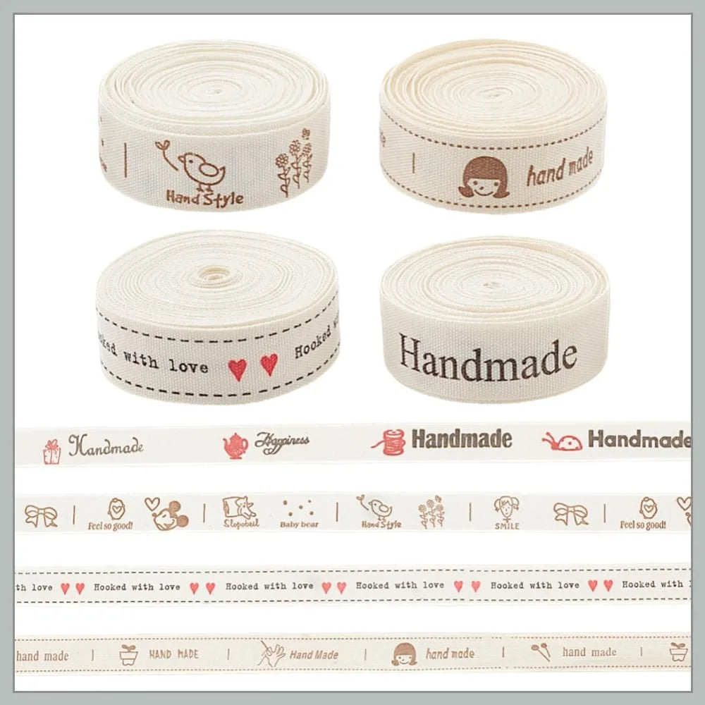 4 Rolls Printed Cotton Ribbon – Vintage Gift Wrapping Styles Decorative Craft Ribbon Axl