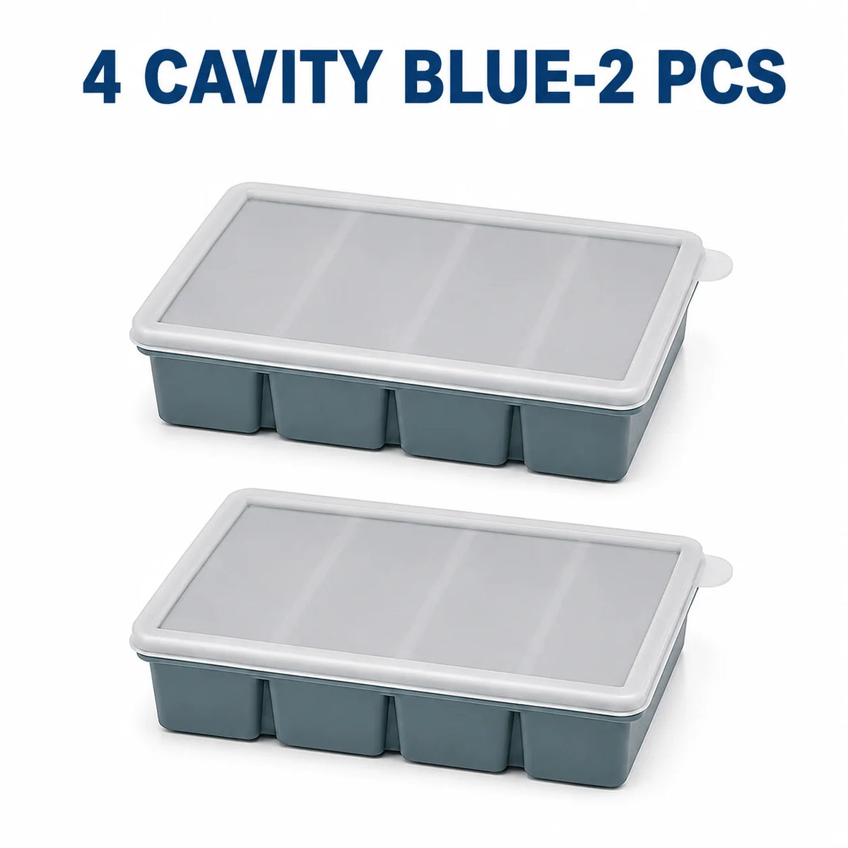 Silicone Long Ice Stick Tray with Lid – Oven Safe, Stackable Silicone Ice Tray Axl 4 Cavity Blue-2 Pcs