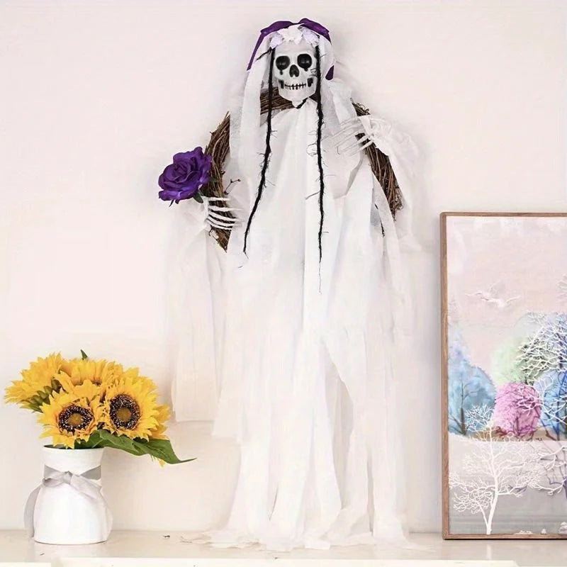 Halloween Skeleton Ghost Bride & Groom Rattan Ring Garland Halloween Garland Decor Axl Ghost Bride