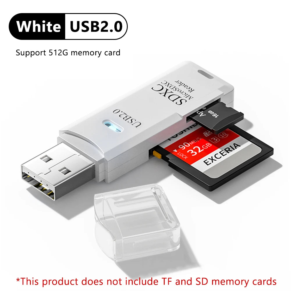 USB 3.0 2-in-1 SD & TF Card Reader Adapter for PC & Laptop Memory Card Reader Axl USB 2.0 White CN