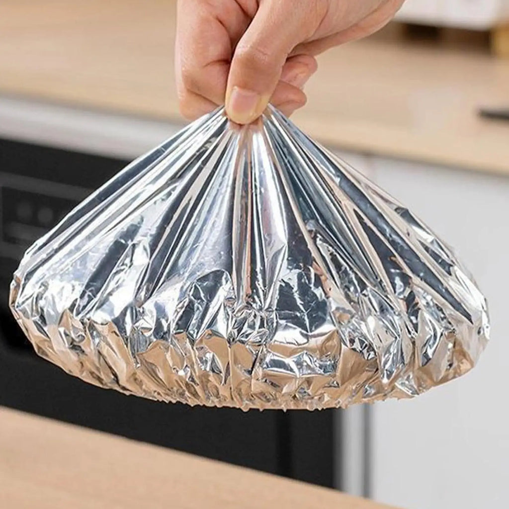 Stretchable Aluminum Foil Food Covers – 50pc Reusable Lids Food Cover Lids Axl