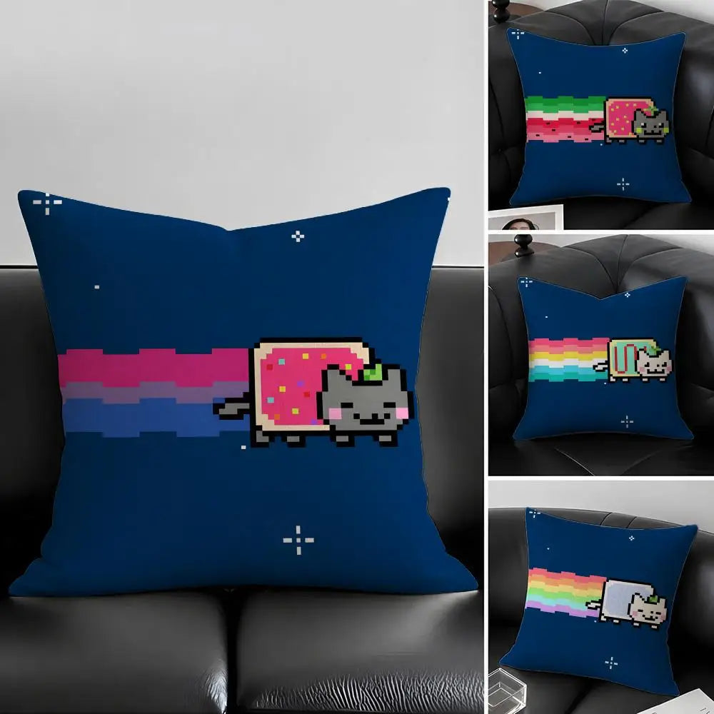 Cat Art Linen Cushion Cover | Sofa, Bedroom & Chair Pillow Decorative Cushion Cover Axl