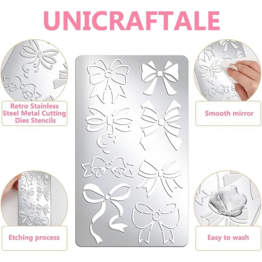 Bows Metal Stencil – Reusable Stainless Steel Craft Template Craft Stencil Template Axl