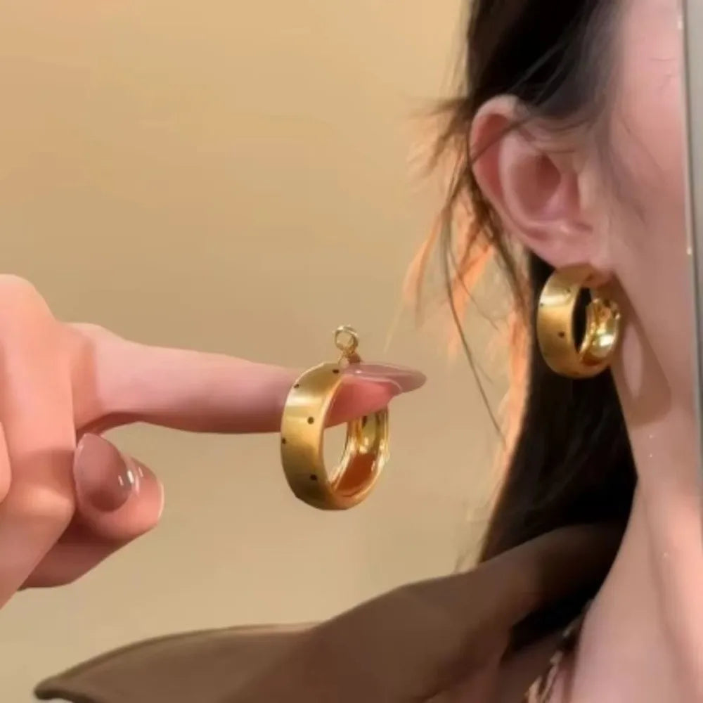 Geometric Polka Dot Hoop Drop Earrings – Gold & Silver Drop Earrings Axl