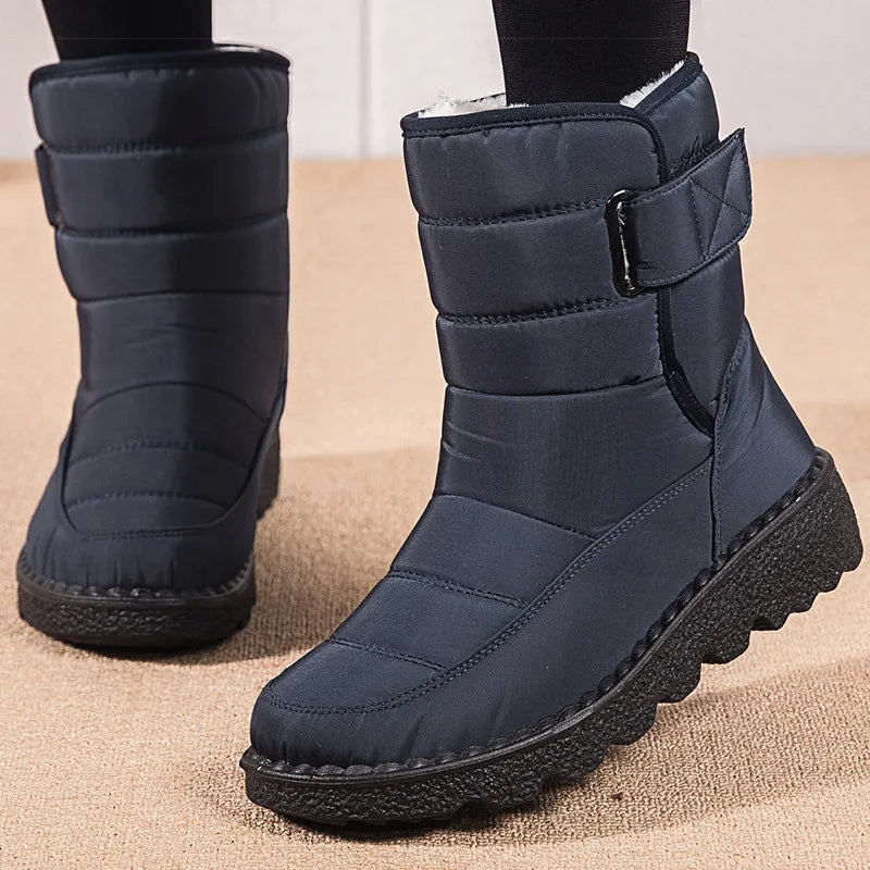 Women's Waterproof Snow Boots – Fur-Lined Ankle Boots Korea Style Women's Snow Boots Axl Blue 35