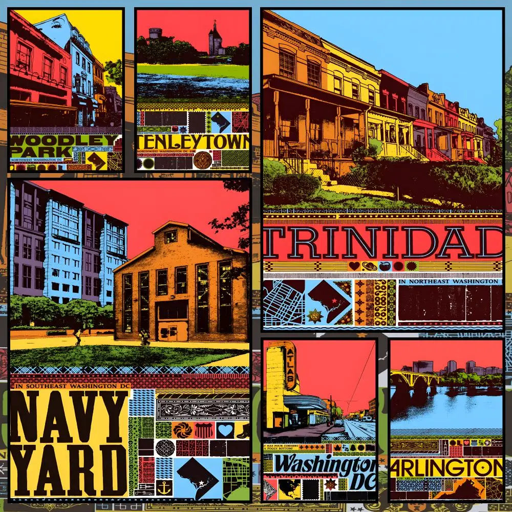 Washington Neighborhood Poster – Self-Adhesive Waterproof Wall Art Decorative Wall Poster Axl