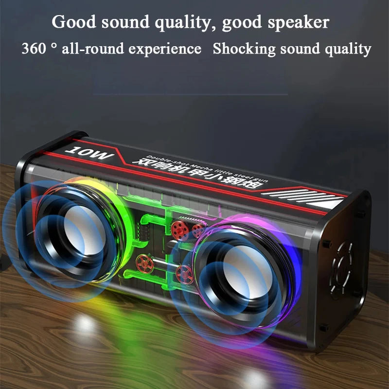 V8 Transparent Mecha Bluetooth Speaker RGB TWS Subwoofer Portable Bluetooth Speaker Axl