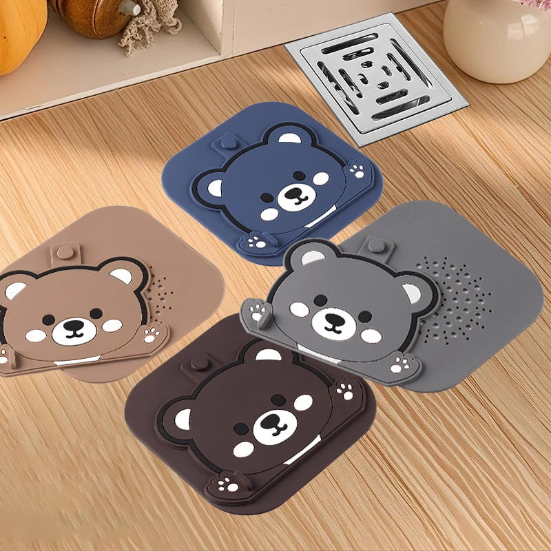 Bear 2-in-1 Floor Drain Cover – Odor Proof Silicone Mat Floor Drain Cover Axl