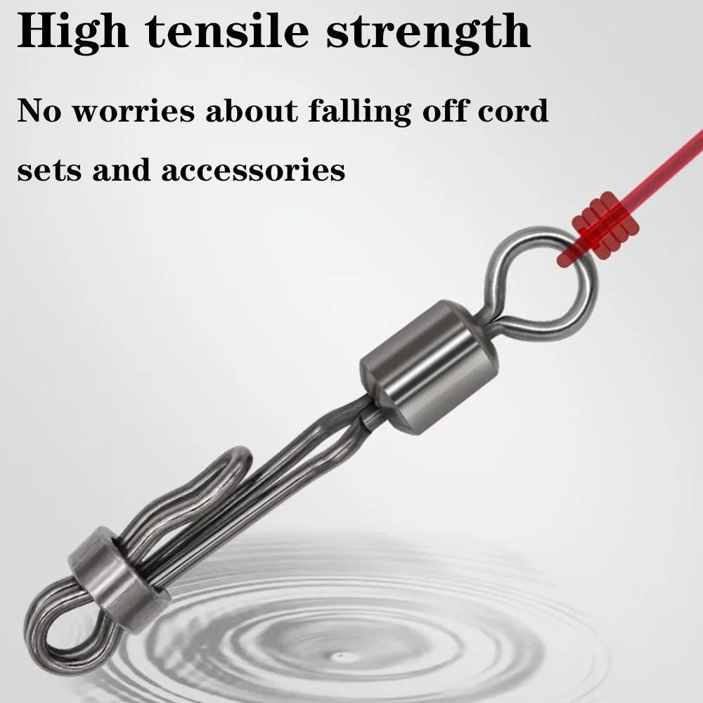 Rolling Swivel with Lock Snap – 10 Pcs Fishing Connectors Fishing Swivel Connector Axl