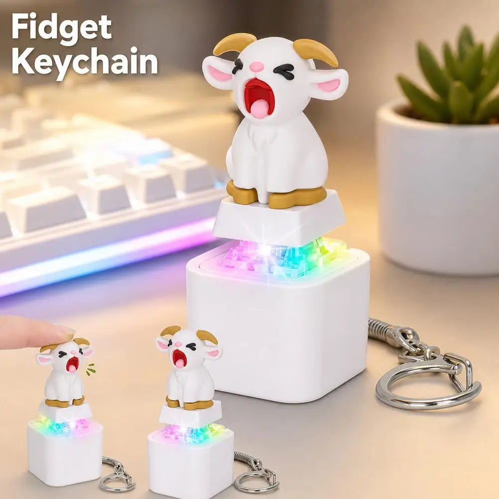 Screaming Goat LED Clicker Keychain – Animal Sound Fidget Toy Novelty Fidget Keychain Axl