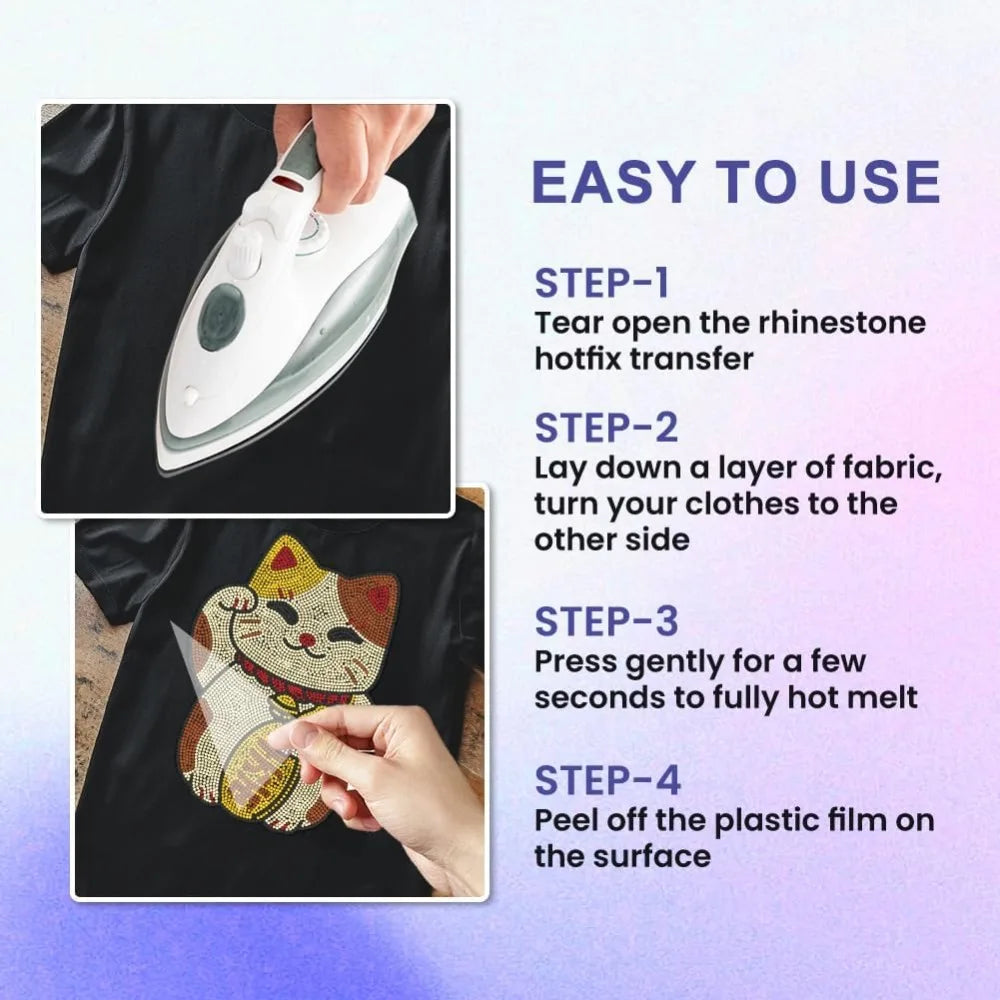 Maneki Neko Rhinestone Iron-On Transfer Sheet | 29.7x21cm Rhinestone Iron-On Transfer Axl
