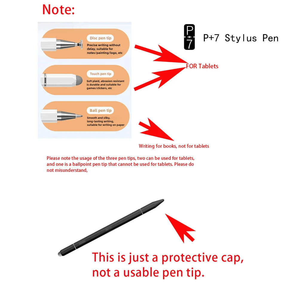 P+7 Universal 3-Tip Stylus Pen for Android & iOS Tablets Capacitive Stylus Pen Axl