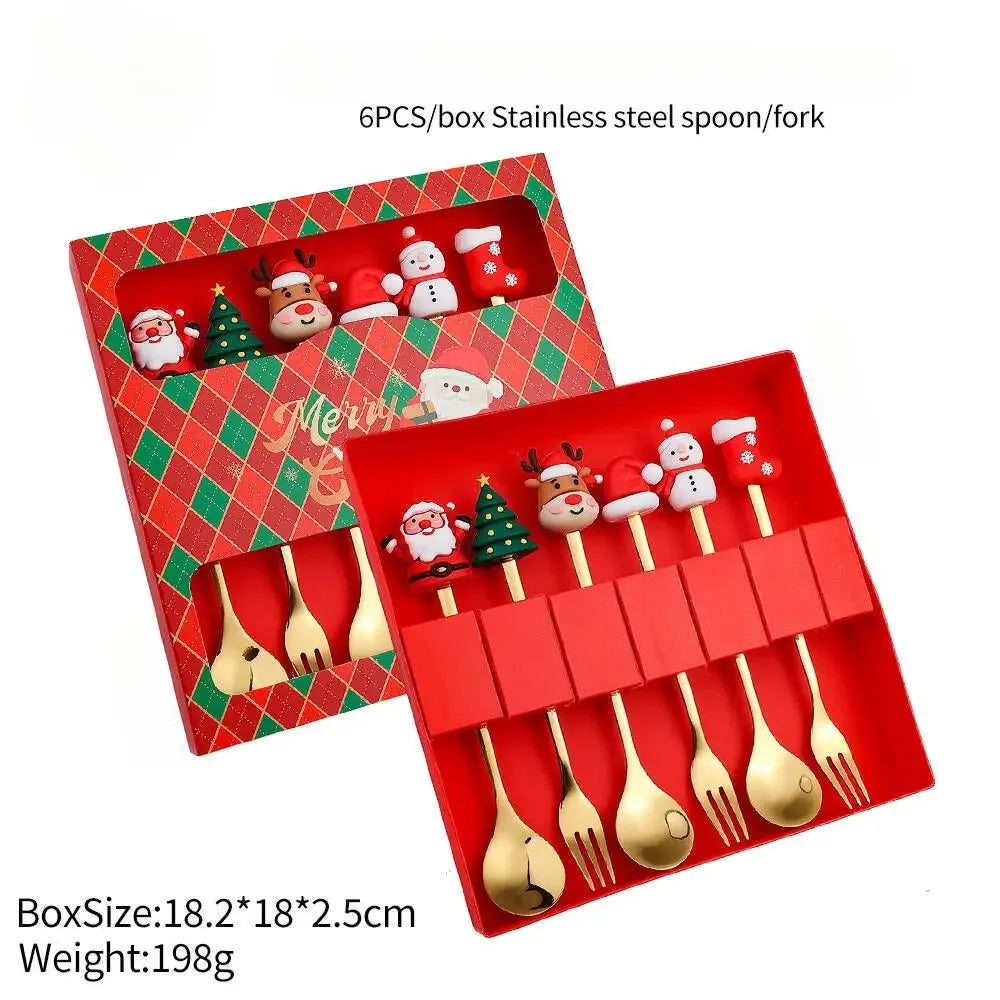 Christmas Stainless Steel Cutlery Set – Cartoon Knife Fork Spoon Holiday Cutlery Set Axl 6pcs 3