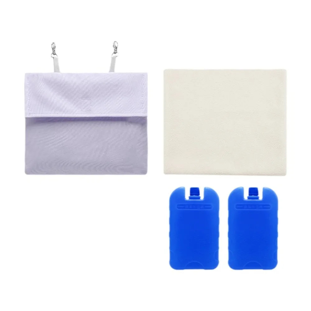 Pet Cage Ice Pack Cooling Pouch with Hook – Small Animals Pet Cooling Pouch Axl Purple with ice box