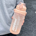 Large Sports Water Bottle with Straw, Handle & Time Marker Sports Water Bottle Axl pink-2000ml