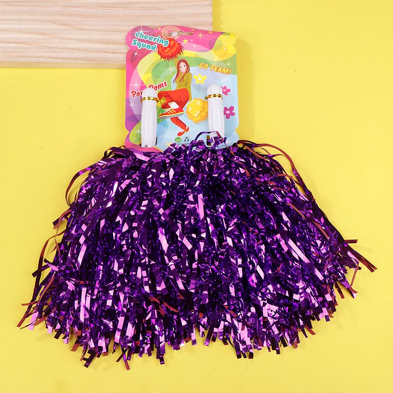 Metallic Cheerleading Pom Poms 2 Pack – Kids & Adults Cheerleading Pom Poms Axl Purple