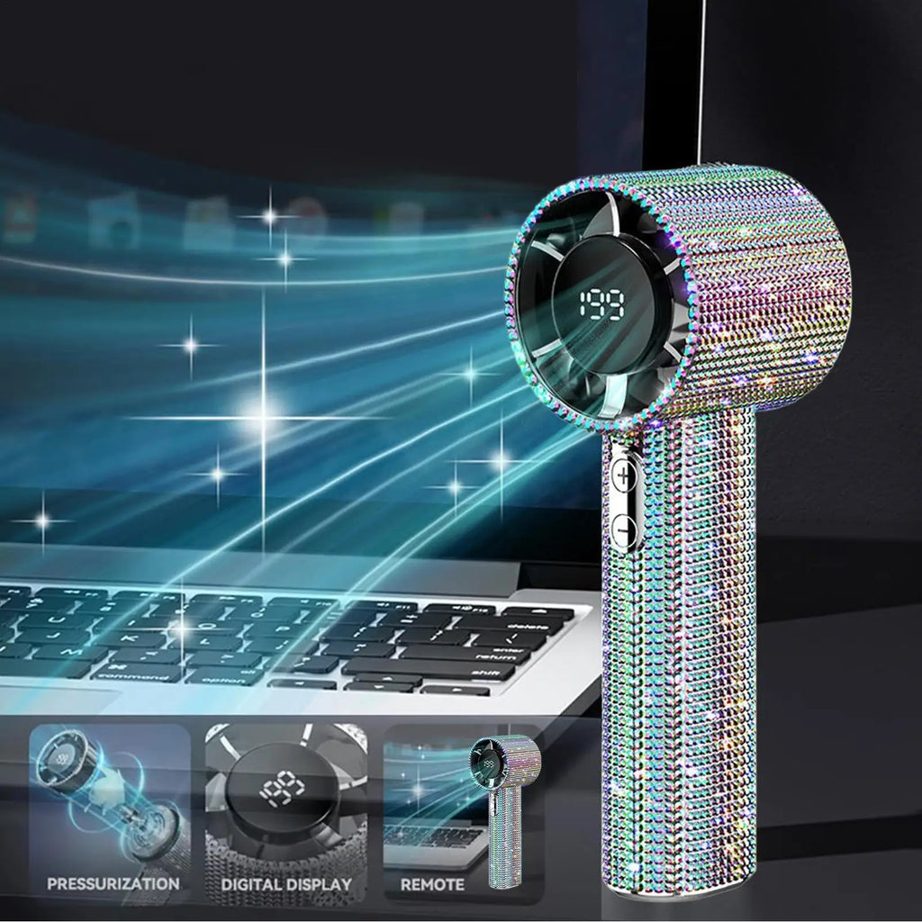 Rhinestone Handheld Fan – 199-Speed Quiet Portable Travel Fan Handheld Portable Fan Axl
