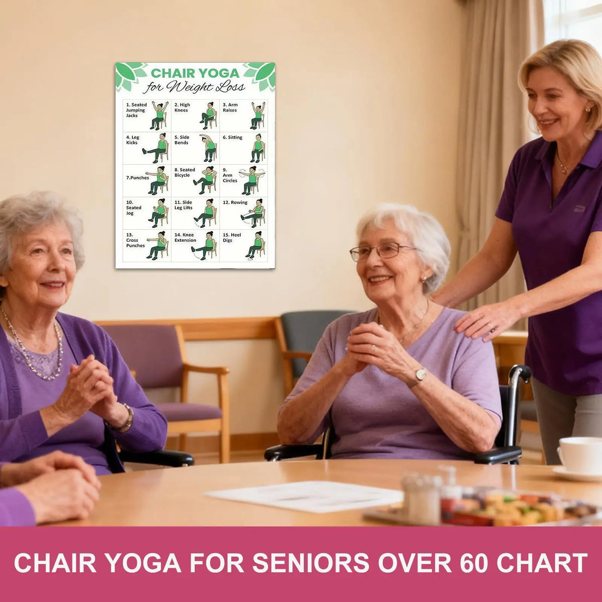 Chair Yoga Poster Set – 30-Day Workout Guide for Seniors Yoga Workout Poster Axl