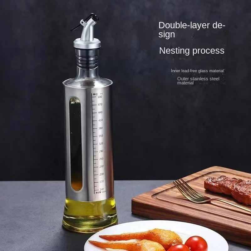 KEMORELA Glass Olive Oil Dispenser Bottle with Switch & Scale Oil Dispenser Bottle Axl