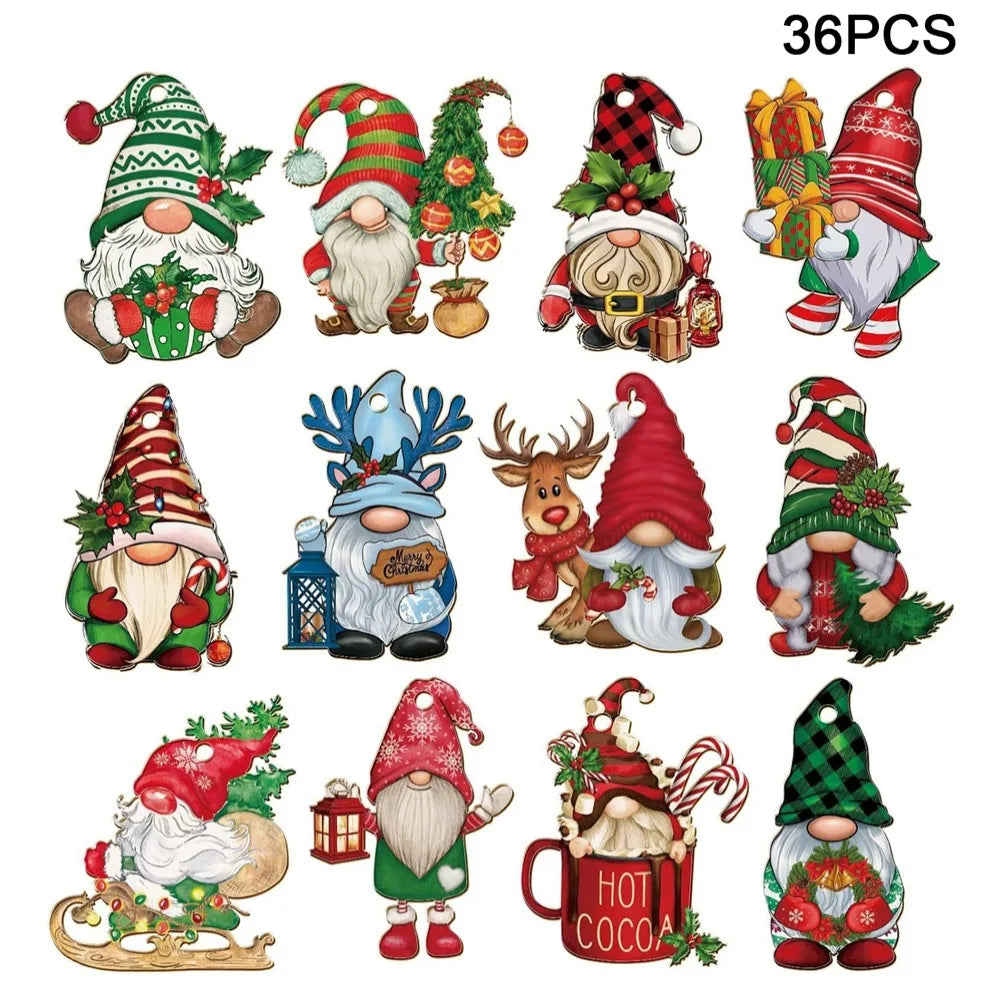 Christmas Wooden Hanging Ornaments – Santa, Snowman & Tree Christmas Tree Ornaments Axl Set 9