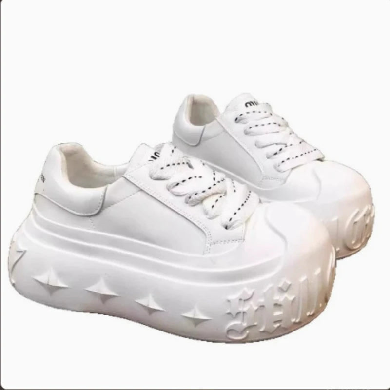 Women's Floral Embroidered Heightening Sneakers | Lace-Up Women's Sneakers Axl