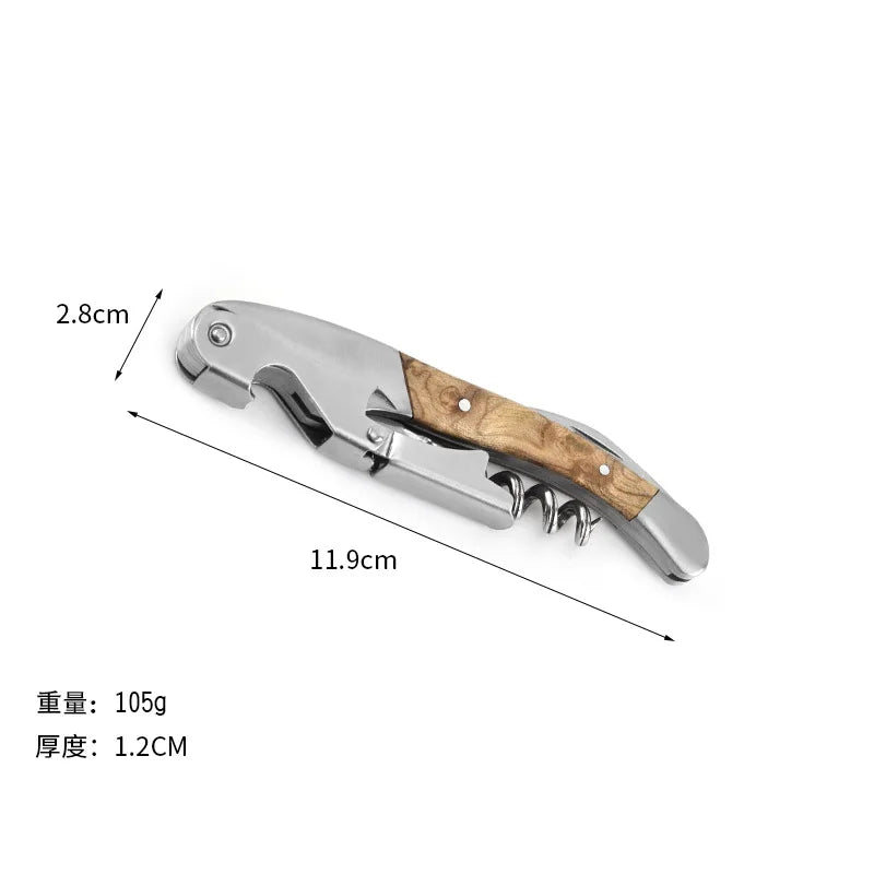 Wood Handle Stainless Steel Corkscrew Waiter's Wine Opener Wine Opener Axl