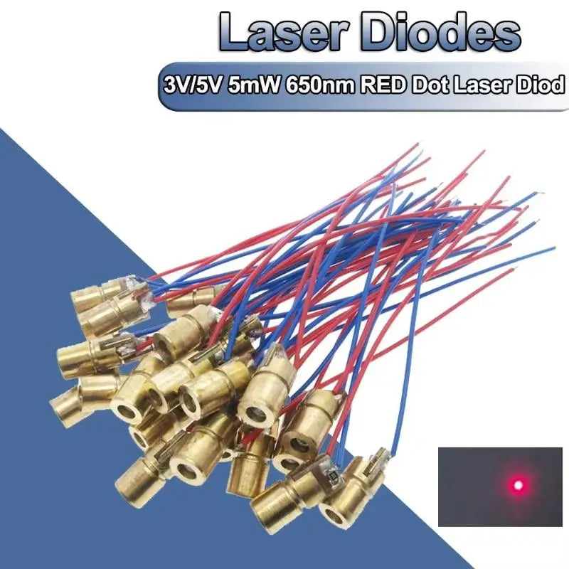 10-Pack Red Dot Laser Diode Module 650nm 5mW 3V/5V Copper Head Laser Diode Module Axl